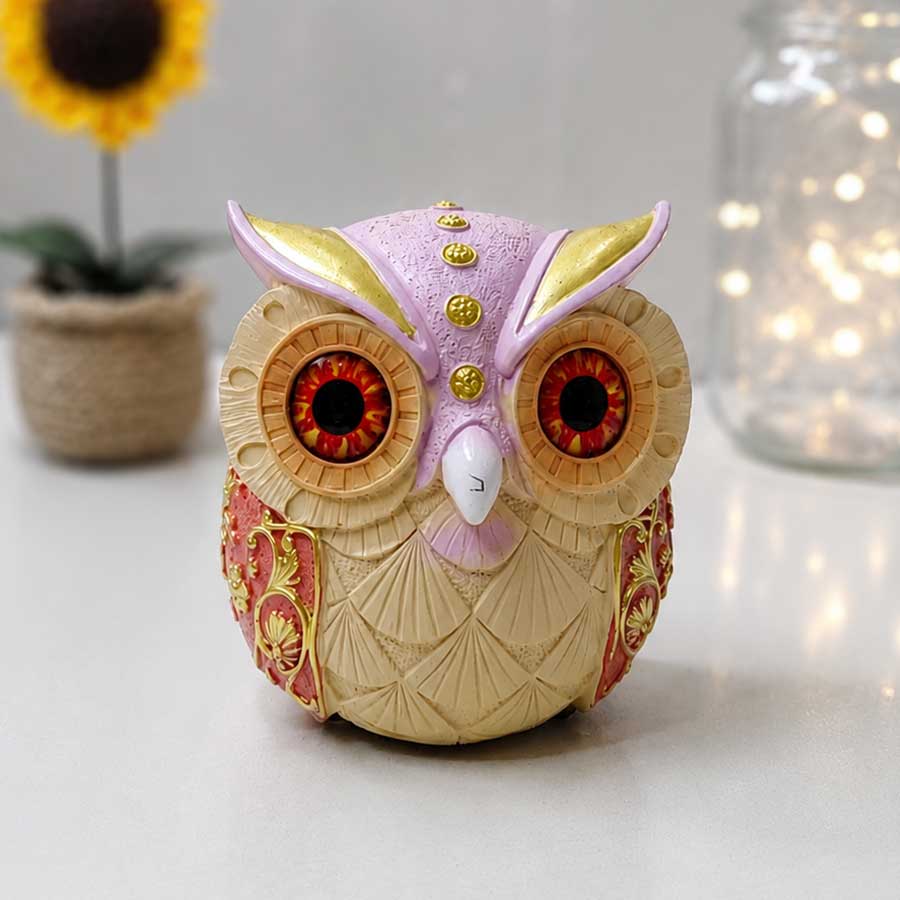 Classy Colorful Owl Figure – Decorative Owl Showpiece for Home Décor & Gift