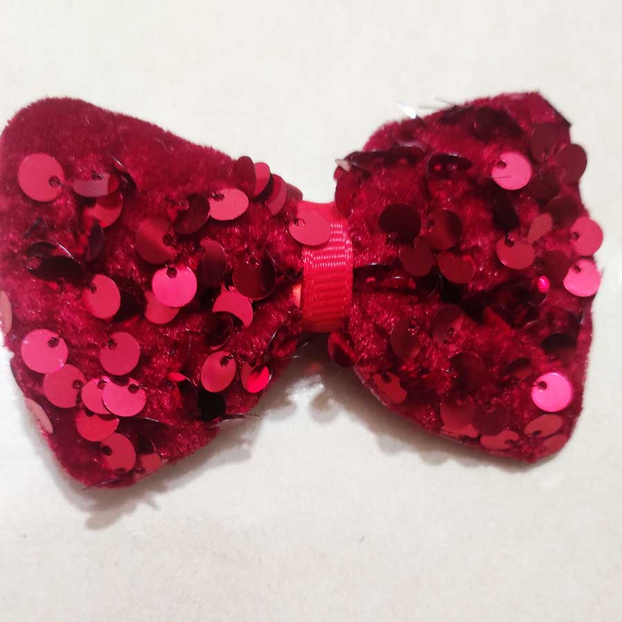 Red Sequin Party Bow Alligator Clip