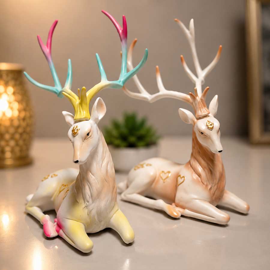 Elegant Royal Deer Couple Showpiece for Home Décor and Gift