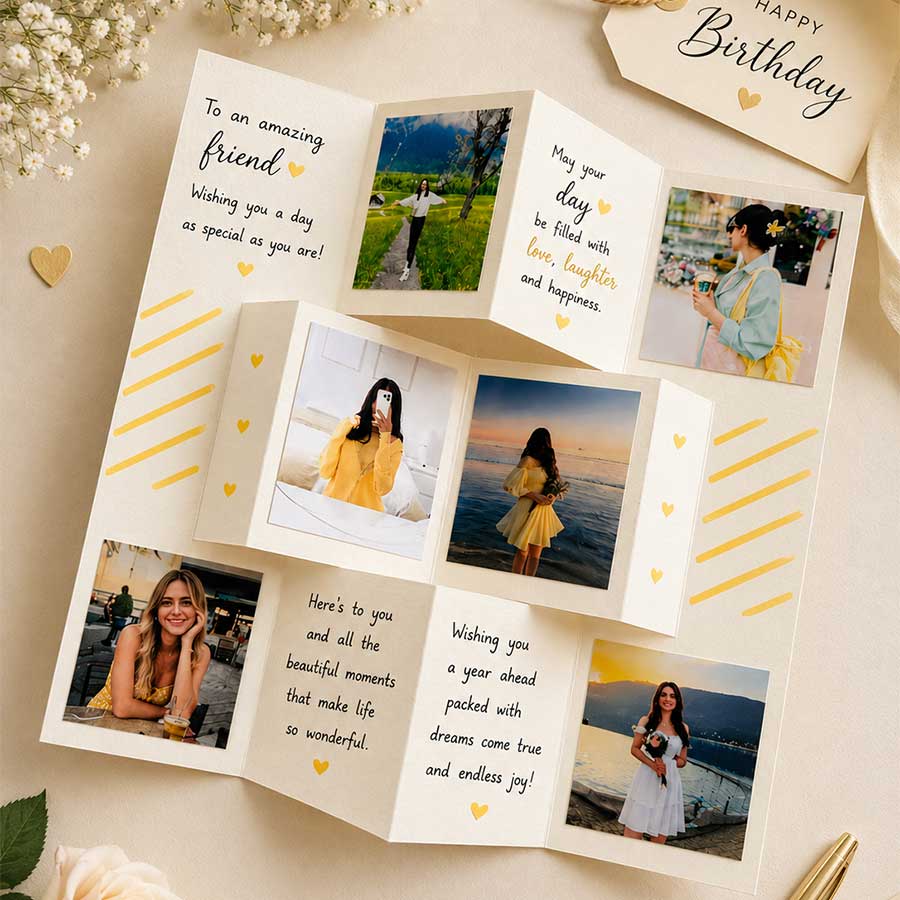 Trifold Handmade Card for your best friend (Free Delivery)