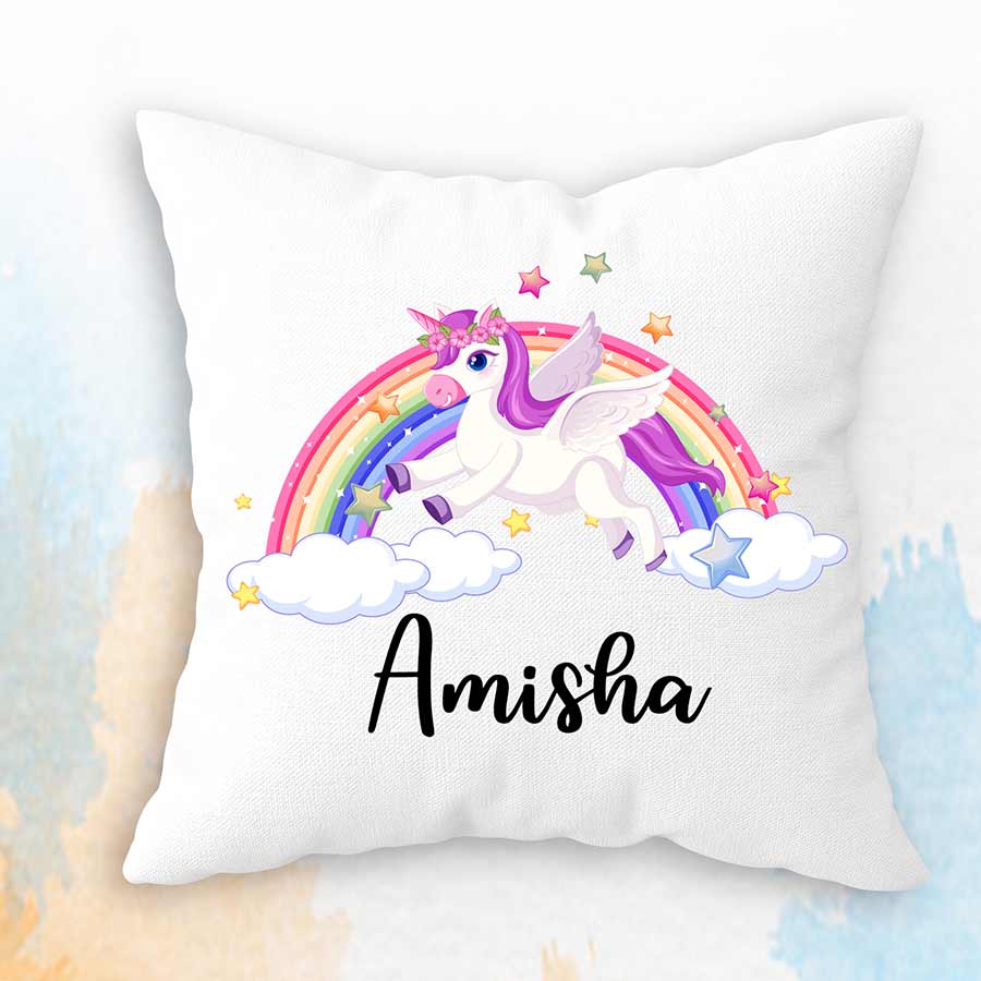 Personalized Name with Unicorn  Print  Cushion 12x12