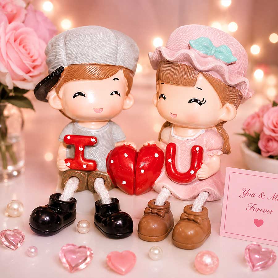 I Love You Hanging Leg Couple Showpieces