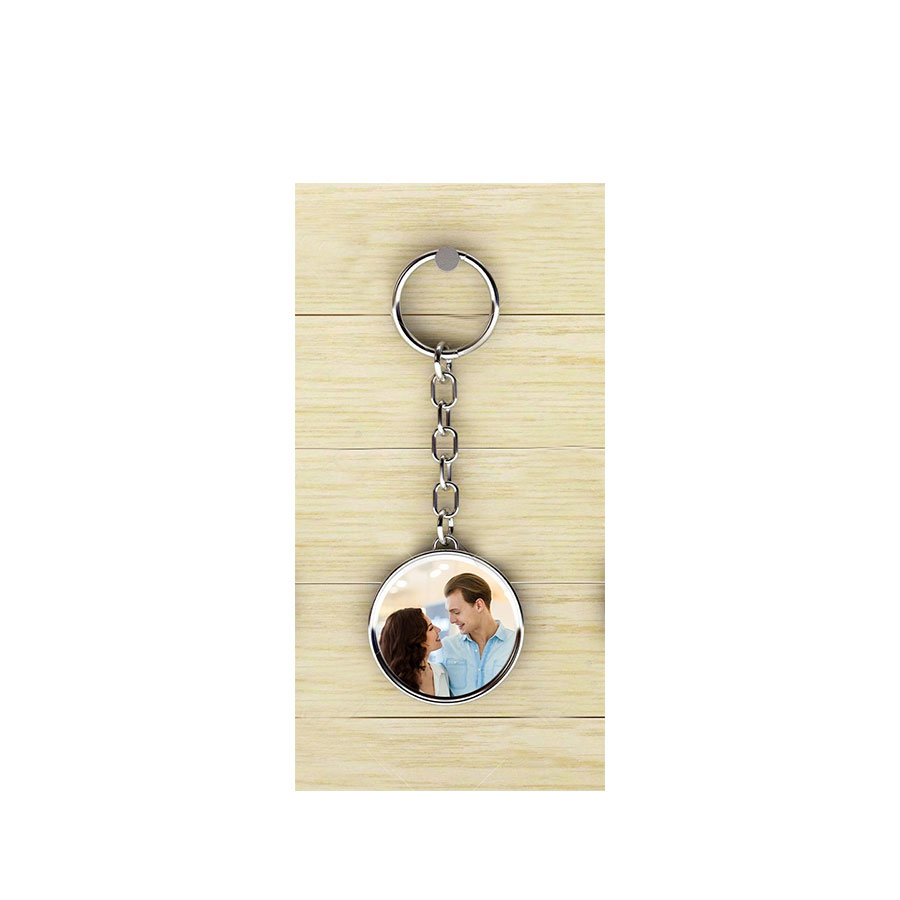 You and I round metal keychain